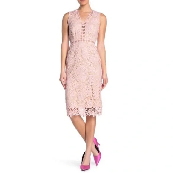 love by design lace dress Love By Design Lace & Lattice Midi Dress